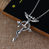 Fashion Dragon Wing With Cross Necklace Punk Style Vintage Necklace Mans Hiphop Accessories