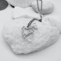 Customizable India Map Name Pendant Necklace 18K Golden Plated Stainless Steel Jewelry