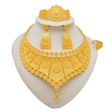 Dubai Gold Color Jewelry Set Wedding African Indian Ethiopian  Bridal Sets Nigerian Necklace Bracelet Earring Ring Jewellery