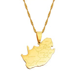 Anniyo South Africa Map and Cities Name Pendant Necklaces Jewelry African Festival Ornament #203921