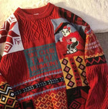 American Vintage Street Knit Sweater Christmas Long Sleeve Bear Pullover O Neck Loose Lazy Casual Top Harajuku Y2K Sweater