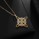 Exquisite Stainless Steel Pattern Witch Knot Pendant Necklace Celtic Knot Lucky Jewelry Christmas Gift for Friends and Family
