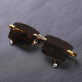 Retro Frameless Men's Sunglasses Green Crystal Stone Cycling Goggles Leopard Print Outdoor Sunglasses Driving Glasses Eyewear