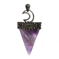 Crystal Triangle Moon Stone Pendants For Women Natural Amethyst Rose Quartz Labradorite Agate Stone Pendant Vingate Jewellery