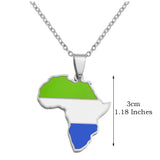 3CM Hip-Hop Africa Map Pendant Necklaces Stainless Steel Jewelry Kenya Mali Senegal Somalia Ghana Sierra Leone Liberia #350221