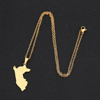Peru Map With City Pendant Necklace Stainless Steel For Women Men Gold Silver Color Charm Fashion Peruanos Jewelry Gift