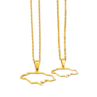 Anniyo TWO SIZE Outline Jamaica Map Pendant Necklaces for Women Girls Stainless steel Jewelry Jamaican  @279421