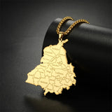 EUEAVAN 1pc India State Punjab Map Pendant Patriotic Ethnic Stainless Steel Charms DIY Necklace Keychain Jewelry Making Supplies