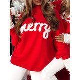 Combhasaki Women Christmas Autumn Winter Loose Fit Sweater Top Fuzzy Letter Embroidery Long Sleeve Turtle Neck Knitwear Pullover