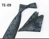Royal Striped Paisley Ties For Men Luxury 8cm Necktie Pocket Square Cufflinks Gift Set Jacquard Weave Tie Suit Accessories