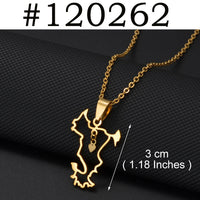 Anniyo Mayotte With Heart Flag Hippocampus Map Pendant Necklaces for Women Girls France Jewelry #012962