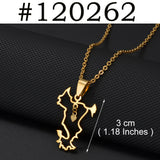 Anniyo Mayotte With Heart Flag Hippocampus Map Pendant Necklaces for Women Girls France Jewelry #012962