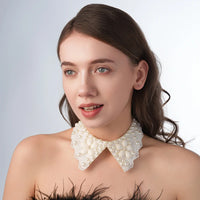 Pearl Beaded Lace Trim Collar Ribbons Women Necklace Wedding Jewelry for Clothes Dress  Beads Crystal Collar Wedding Jewelry