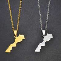 Anniyo Morocco Map Pendant Necklaces for Women Men,Ethnic Jewelry Stainless Steel Le Royaume du Maroc @313621