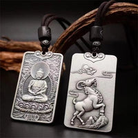 Twelve Zodiac Tiger Dragon Necklace For Men Jewelry Retro Patron Buddha Pendant Male Lucky Blessing Anniversary Accessories