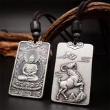 Twelve Zodiac Tiger Dragon Necklace For Men Jewelry Retro Patron Buddha Pendant Male Lucky Blessing Anniversary Accessories