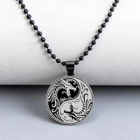 Ethnic Chinese Yin Yang Tai Chi Necklace Round Stainless Steel Tree Of Life Necklaces For Men Taoist Jewelry