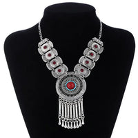 Fashion Ethnic Gypsy Bohemian Choker Necklace For Women Beads Drop Tassel Vintage Big Statement Collier Femme Party Jewelry Gift