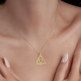 Viking Celtics Knot Geometric Pendant Necklace for Women Men Stainless Steel Gold Color Witch Triquetra Amulet Chain Jewelry