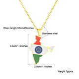 2024 new fashion stainless steel vintage dripping stainless steel Indian flag map pendant necklace temperament everything collar