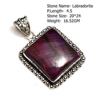 Genuine Labradorite Jasper Agate Turquoise  Pendant