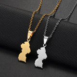 Anniyo 2.5CM Guyana Map Charms Pendant Necklaces For Women Girls Stainless Steel Jewelry #004162