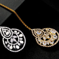 Stonefans Indian Geometric Zircon Forehead Chain Wedding Hair Jewelry Boho Accessories Hollow Crystal Headpiece Tiara for Women