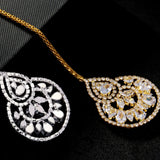 Stonefans Indian Geometric Zircon Forehead Chain Wedding Hair Jewelry Boho Accessories Hollow Crystal Headpiece Tiara for Women