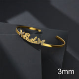 Akizoom Custom Name Heart Bracelets Stainless Steel Personalized letter Cuff Bangles Bracelets for Woman Man Family Jewelry Gift