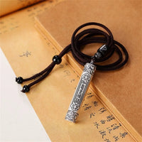 Ethnic Style Magic Wand Pendant For Men Jewelry Retro Auspicious Clouds Scripture Tube Necklace Male Choker Accessories