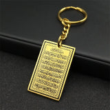Islam Muslim Arabic Quran Medal Pendant Key Chain for Women Men Stainless Steel Gold Color Key Ring Religion Arab Jewelry Gift ﻿