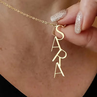 Custom Vertical Letter Name Necklaces For Women Gold Color Personalized Stainless Steel Name Necklace Femme Wedding Jewelry Gift