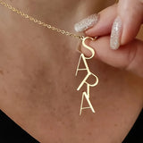 Custom Vertical Letter Name Necklaces For Women Gold Color Personalized Stainless Steel Name Necklace Femme Wedding Jewelry Gift