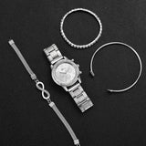 4PCS/Set Fashion Rhinestone Women Watches Luxury Steel Band Ladies Quartz Watch Bracelets Set Reloj Mujer（Without Box）