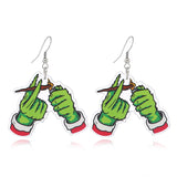Hot selling acrylic Christmas green headed monster earrings necklace keychain bag pendant accessories in Europe and America