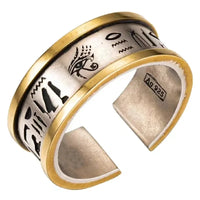 Egyptian Eye of Horus Open Ring Retro Pharaoh Totem Adjustable Ring Men\'s Hip Hop Punk Trend Amulet Jewelry