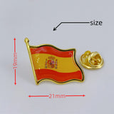 Pack Metal Spain Flag Lapel Pin Waving Spainish Pins bulk Patriotic Badge Souvenir Gifts