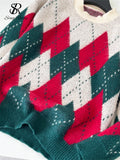 SINGREINY Christmas Style Knitting Warm Sweater O Neck Long Sleeves Argyle Design Loose Pullovers 2025 Autumn Casual Women Tops