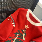 Christma Tree Knit Sweater Pullover Women Fashion Loose Casual Ladies Tops 2023 Winter Long Sleeve O-neck Knitwear Jumpers