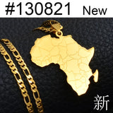 3.8CM African Map Pendant Necklaces for Women and Men Nigeria Congo Ghana Sudan Hiphop Jewelry #130821