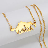 Anniyo British Virgin Islands Tortola BVI Map Pendant Chain Necklaces for Women Girls Stainless Steel Jewelry #306001