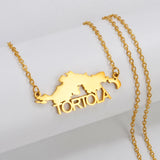 Anniyo British Virgin Islands Tortola BVI Map Pendant Chain Necklaces for Women Girls Stainless Steel Jewelry #306001