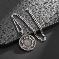 Retro Fashion Seven Angels Magic Circle Solomon's Seal Necklace Pendant Men's Lucky Amulet Jewelry