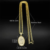 Muslim Islamic Quran Allah Stainless Steel Pendant Necklace Hip Hop Chain for Men Women Gold Color Arabic Islam Amulet Jewelry