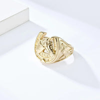 Vintage Horse Head and Horseshoe Rings 20MM Width Stainless Steel Finger for Men Punk Jewelry