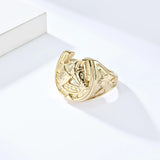 Vintage Horse Head and Horseshoe Rings 20MM Width Stainless Steel Finger for Men Punk Jewelry