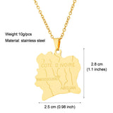 2024 New fashion stainless steel Ivorian map necklace for men and women geometric national style collarbone chain anniversary sm