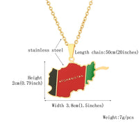 2024 New fashion stainless steel Afghanistan map necklace for men and women geometric titanium steel pendant ethnic style collar