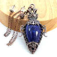 Water Drop Crystal Pendulum for Dowsing Spiritual Divination Natural Amethyst Rose Quartz Onyx Antique Pendulums Pendant Pendulo