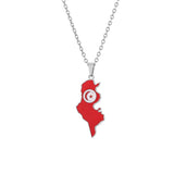 Stainless steel Tunisian map necklace couple style famous style pop personality Dripping titanium steel collarbone chain accesso